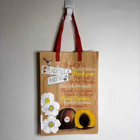 LOT 4x Trader Joe’s Georgia Peach State GA Stone Fruit Flower Tote Bag Reusable! - Picture 6 of 13